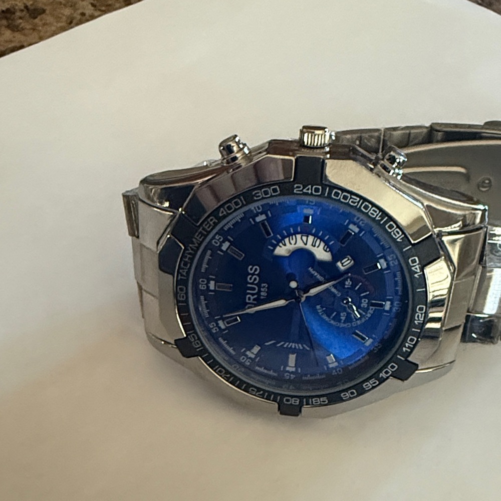 #25 ORUSS Blue and Silver Watch w/tachymeter - Picture 3 of 7